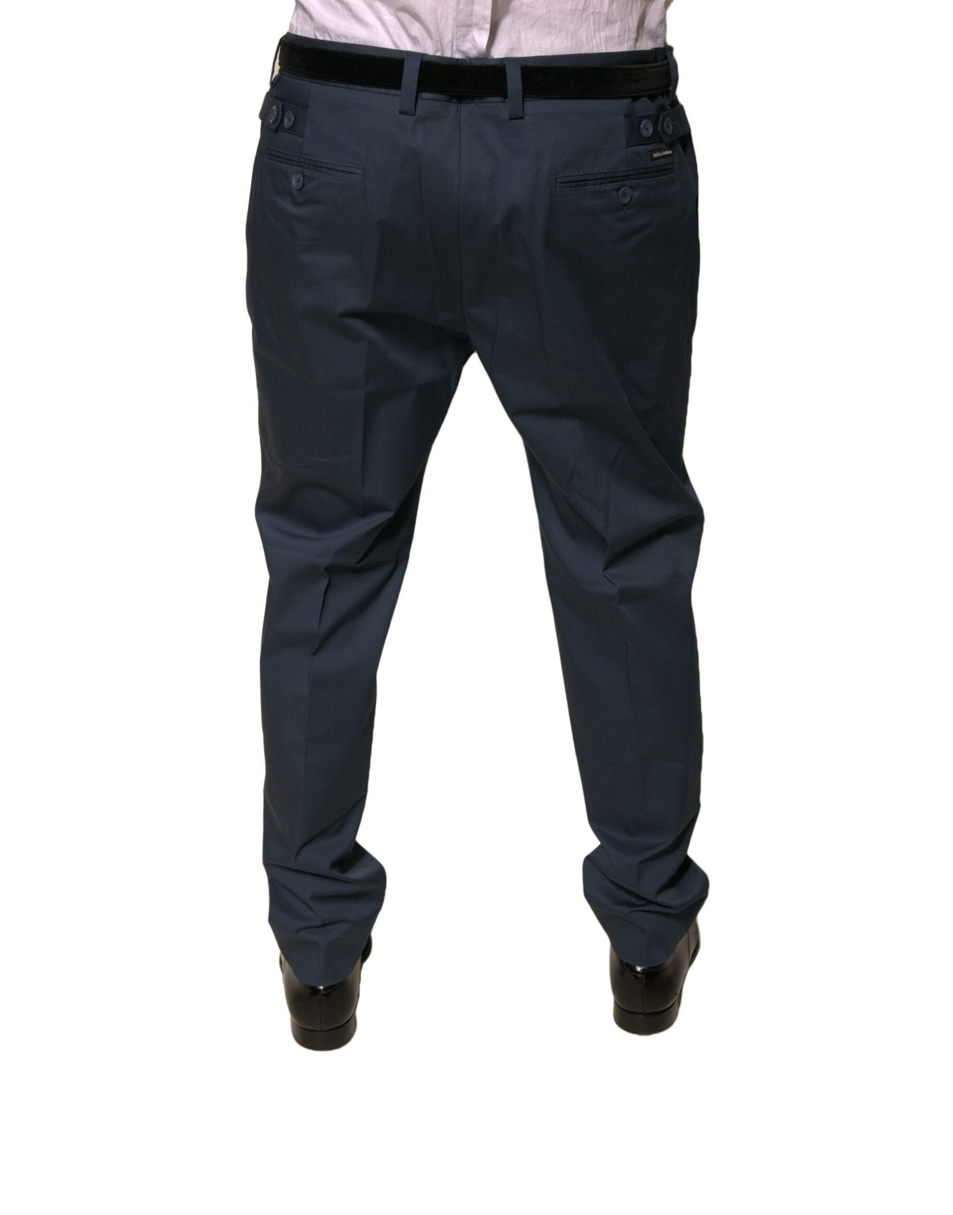 Dolce & Gabbana Dark Blue Cotton Stretch Skinny Men Dress Pants by Dolce & Gabbana