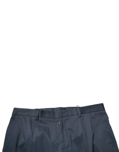 Dolce & Gabbana Dark Blue Cotton Stretch Skinny Men Dress Pants by Dolce & Gabbana