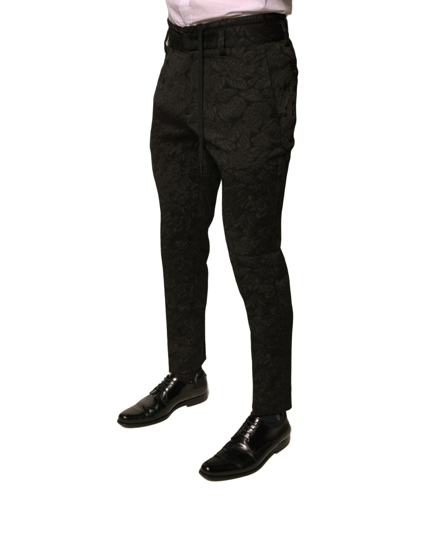 Dolce & Gabbana Black Brocade Polyester Skinny Men Dress Pants by Dolce & Gabbana