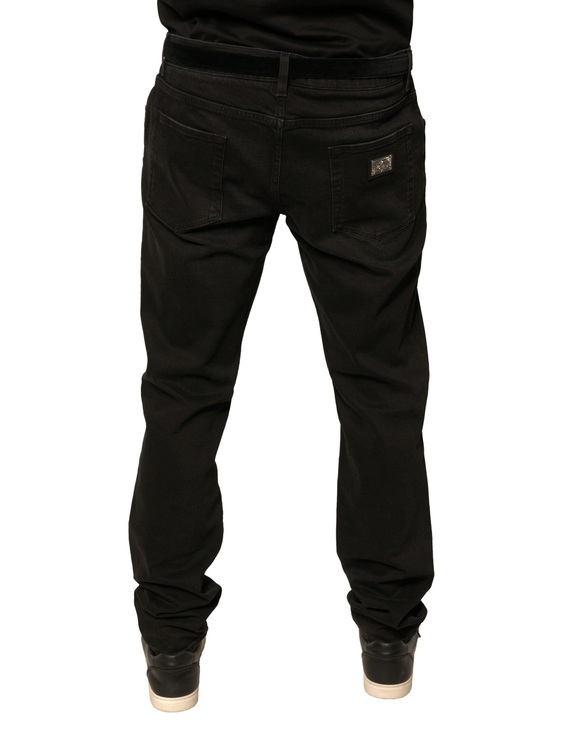 Dolce & Gabbana Black Ripped Logo Cotton Skinny Denim Jeans by Dolce & Gabbana