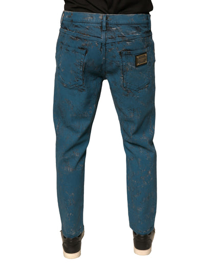 Dolce & Gabbana Blue Logo Cotton Stretch Skinny Denim Jeans by Dolce & Gabbana