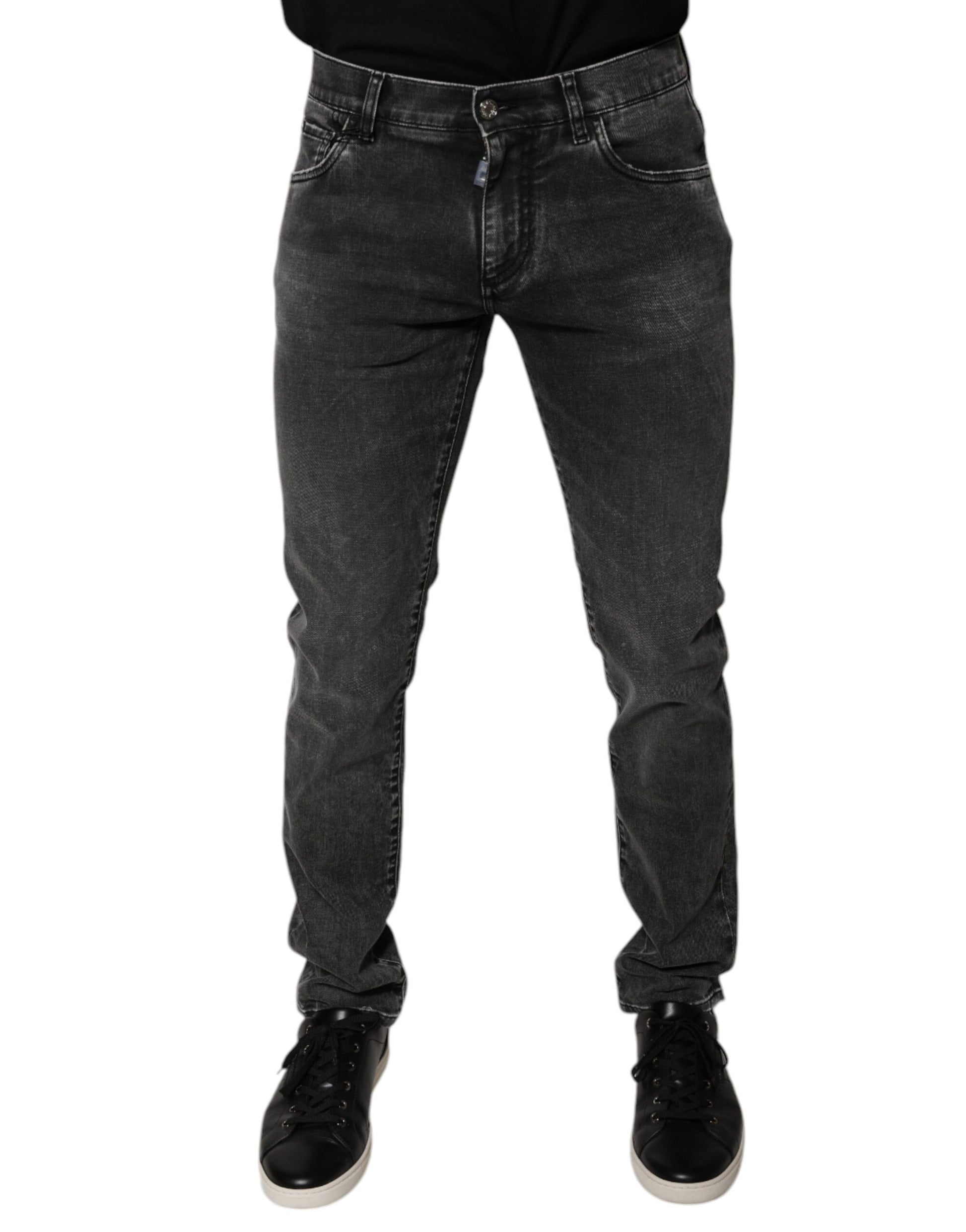 Dolce & Gabbana Black Logo Cotton Stretch Skinny Denim Pants by Dolce & Gabbana