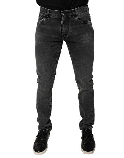 Dolce & Gabbana Black Logo Cotton Stretch Skinny Denim Pants by Dolce & Gabbana