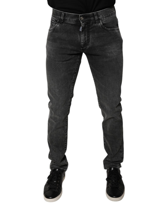 Dolce & Gabbana Black Logo Cotton Stretch Skinny Denim Pants by Dolce & Gabbana