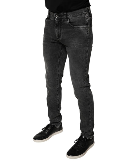 Dolce & Gabbana Black Logo Cotton Stretch Skinny Denim Pants by Dolce & Gabbana