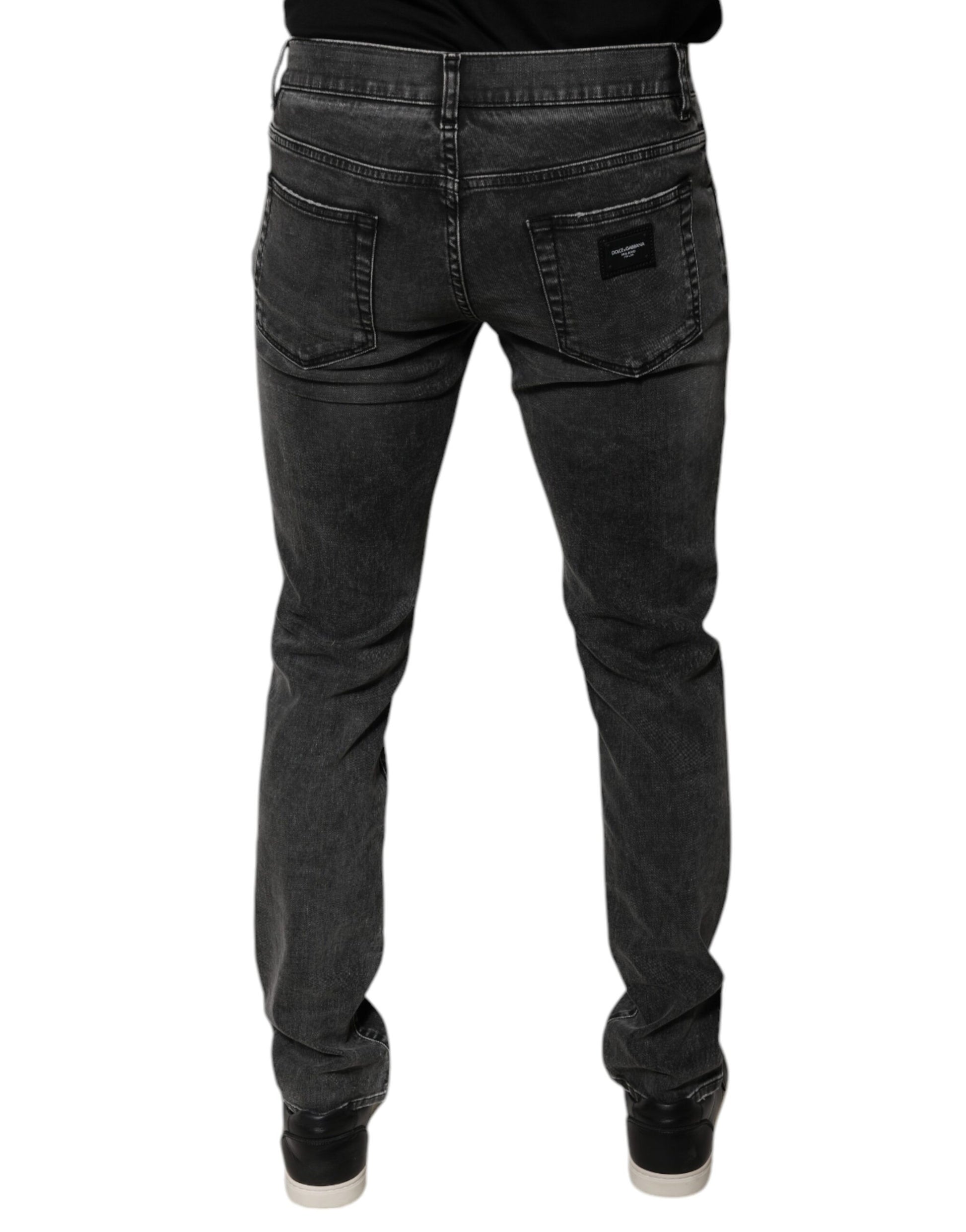 Dolce & Gabbana Black Logo Cotton Stretch Skinny Denim Pants by Dolce & Gabbana