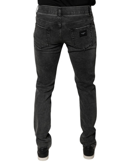 Dolce & Gabbana Black Logo Cotton Stretch Skinny Denim Pants by Dolce & Gabbana