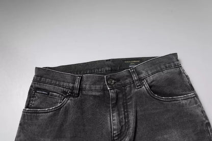 Dolce & Gabbana Black Logo Cotton Stretch Skinny Denim Pants by Dolce & Gabbana