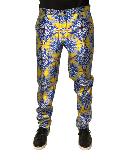 Dolce & Gabbana Multicolor MajolicaSilk Skinny Pants by Dolce & Gabbana