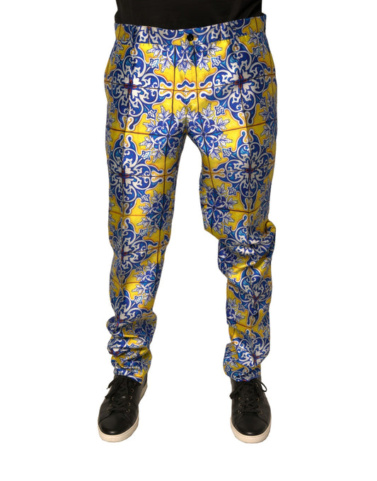 Dolce & Gabbana Multicolor MajolicaSilk Skinny Pants by Dolce & Gabbana