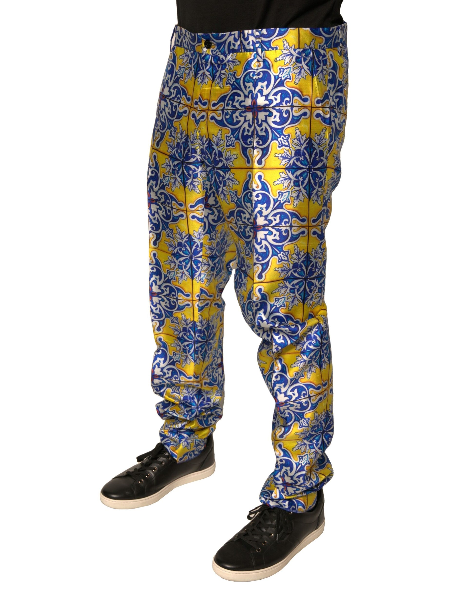 Dolce & Gabbana Multicolor MajolicaSilk Skinny Pants by Dolce & Gabbana