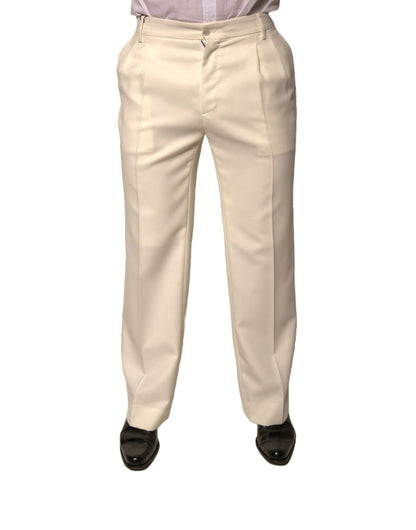 Dolce & Gabbana Off White Straight Dress Pants by Dolce & Gabbana