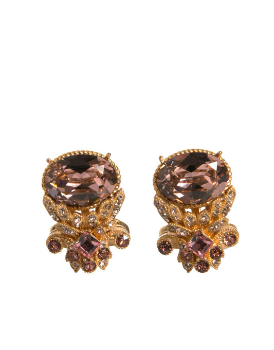Boutons de manchette Dolce &amp; Gabbana en argent sterling 925 doré et cristal