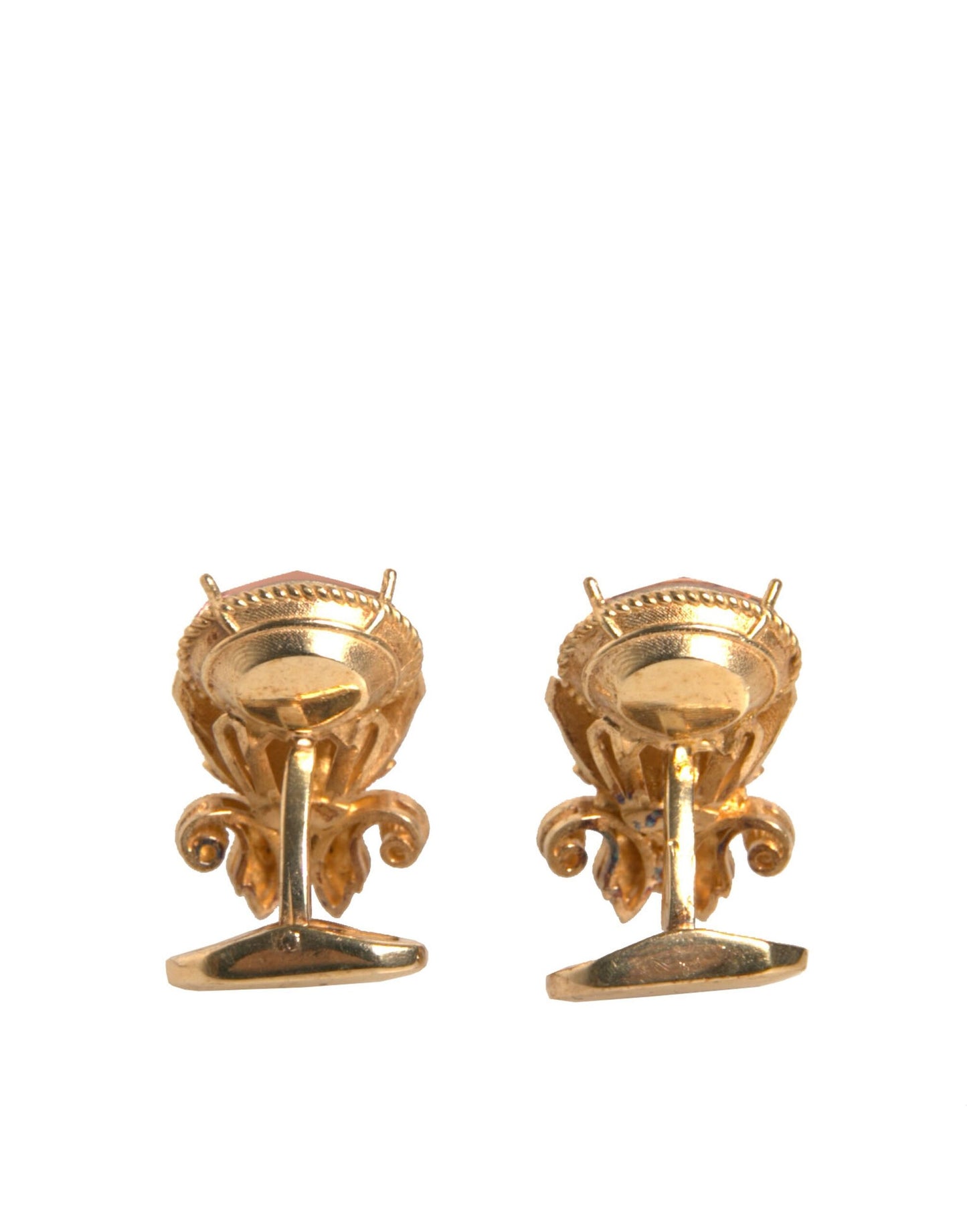 Boutons de manchette Dolce &amp; Gabbana en argent sterling 925 doré et cristal