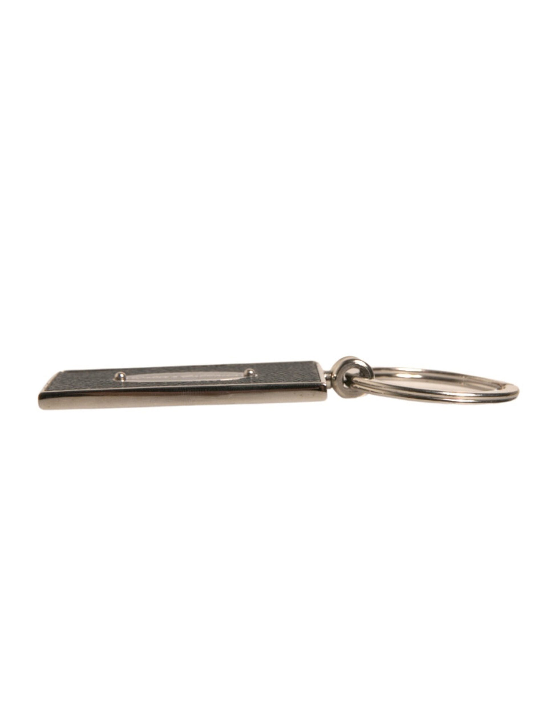 Dolce & Gabbana Black Leather Logo Metal Ring Keychain Keyring by Dolce & Gabbana