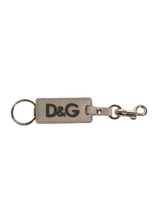 Porte-clés Dolce &amp; Gabbana pour homme en cuir beige avec logo DG et métal doré