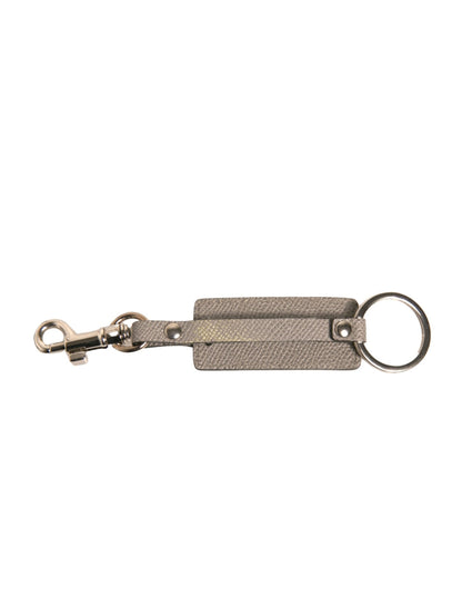 Porte-clés Dolce &amp; Gabbana pour homme en cuir beige avec logo DG et métal doré