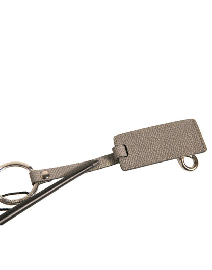 Porte-clés Dolce &amp; Gabbana pour homme en cuir beige avec logo DG et métal doré