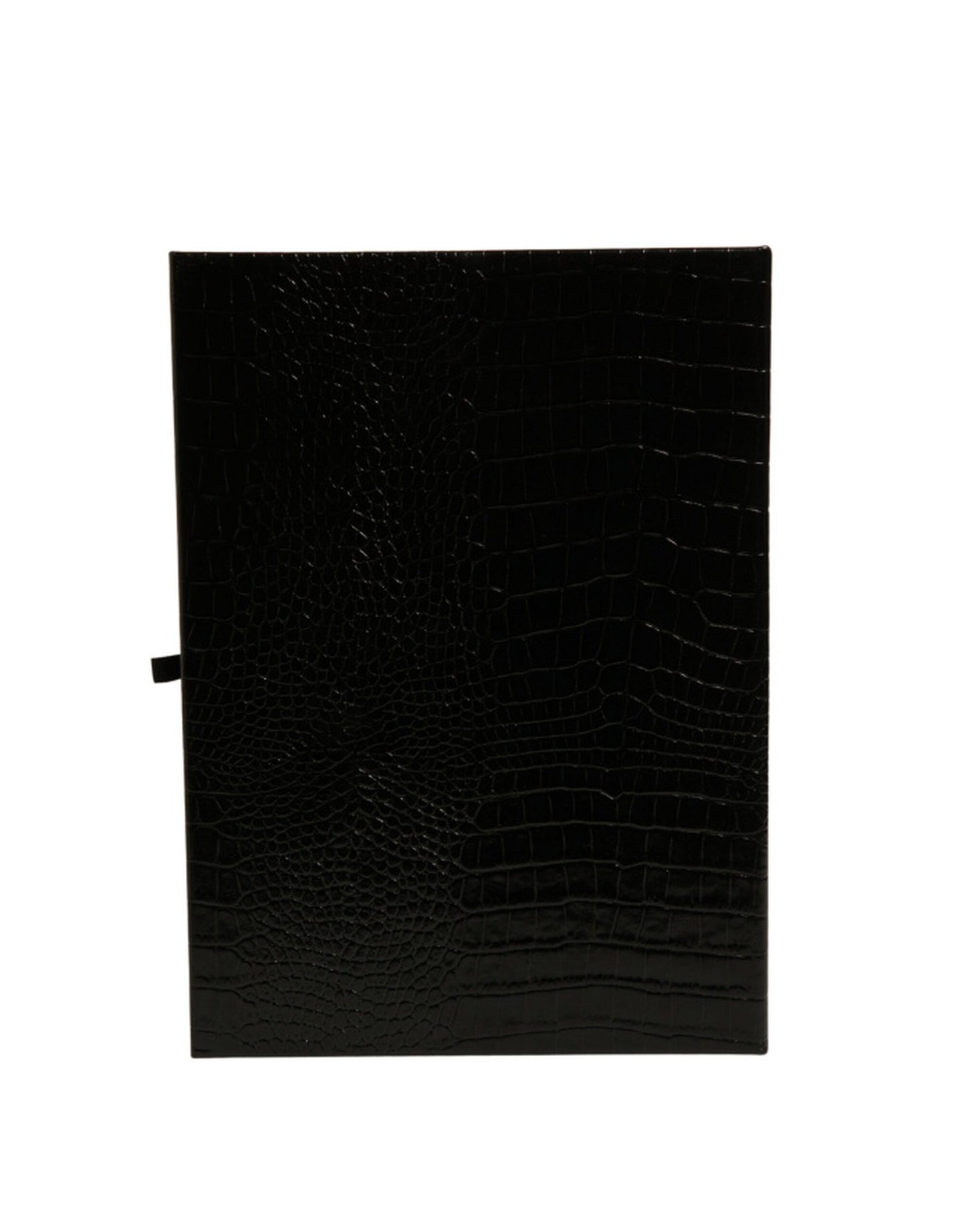 Dolce &amp; Gabbana Elegant Black Leather Logo Plaque Holder Catalog Case