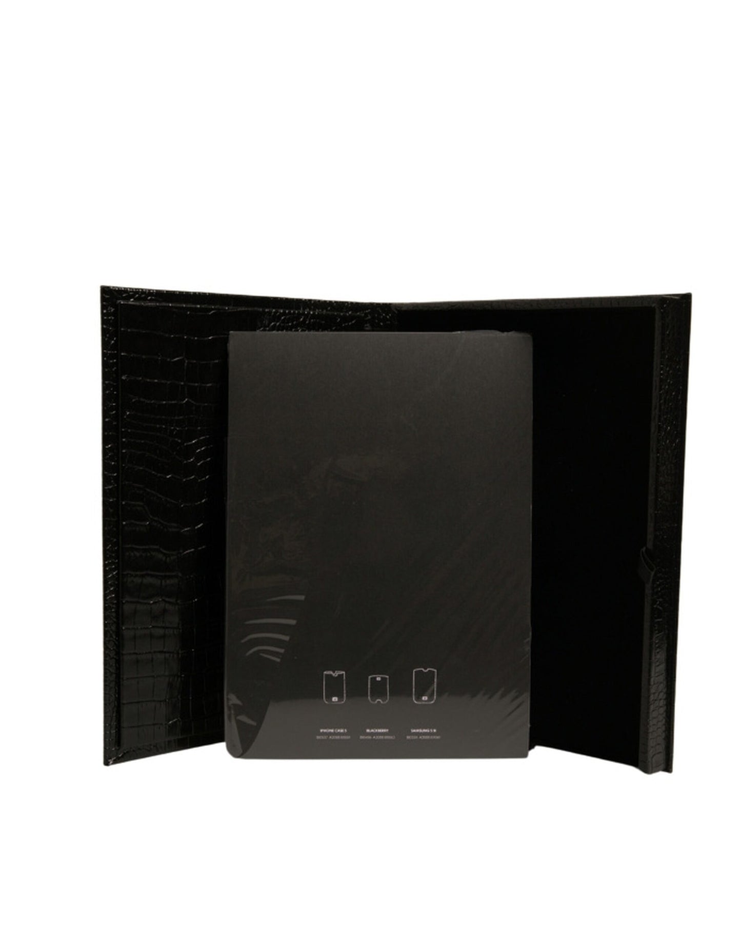 Dolce &amp; Gabbana Elegant Black Leather Logo Plaque Holder Catalog Case