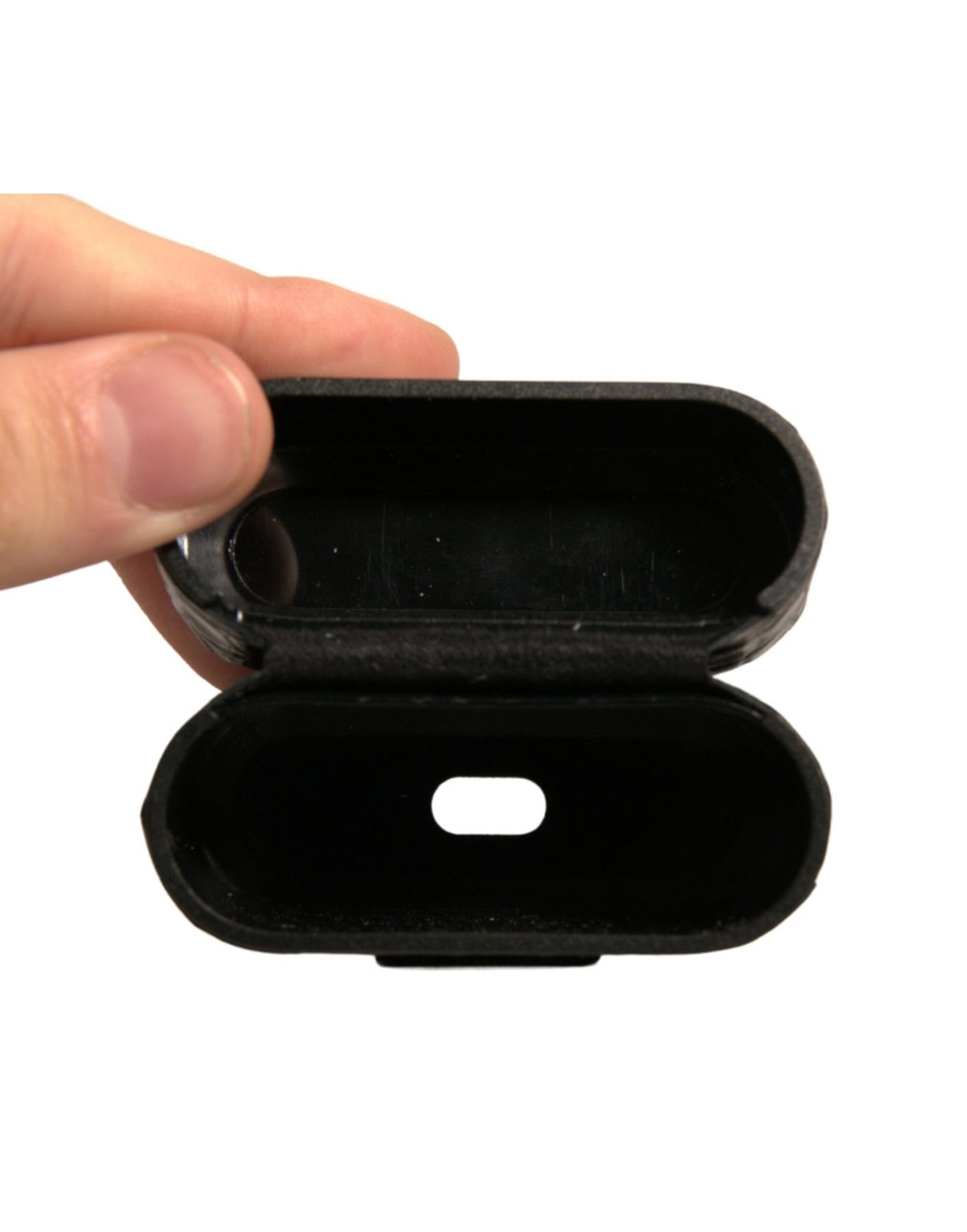 Dolce &amp; Gabbana Black Leather Metal Logo Plaque Holder Airpods Case