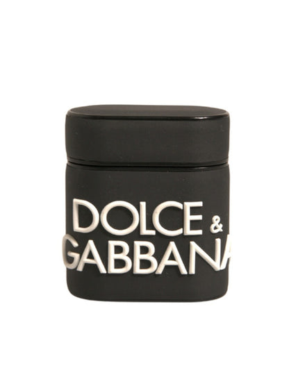 Dolce &amp; Gabbana Black White Silicone Embossed Logo Airpods Case