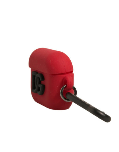 Dolce &amp; Gabbana Red Silicone Rubber Logo Embossed Airpods Case