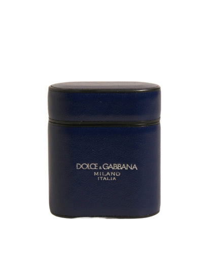 Étui à rabat pour Airpods en cuir bleu Dolce &amp; Gabbana avec logo imprimé