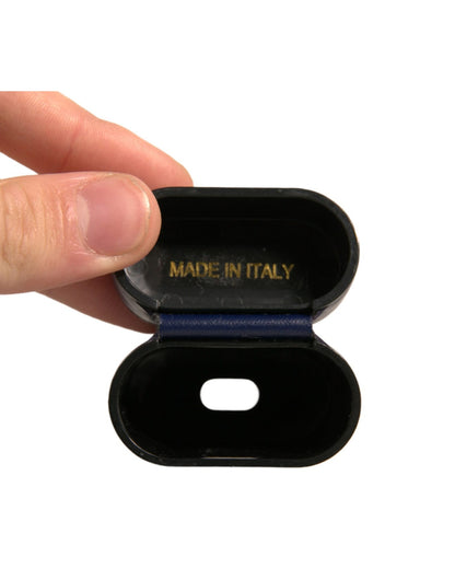 Étui à rabat pour Airpods en cuir bleu Dolce &amp; Gabbana avec logo imprimé