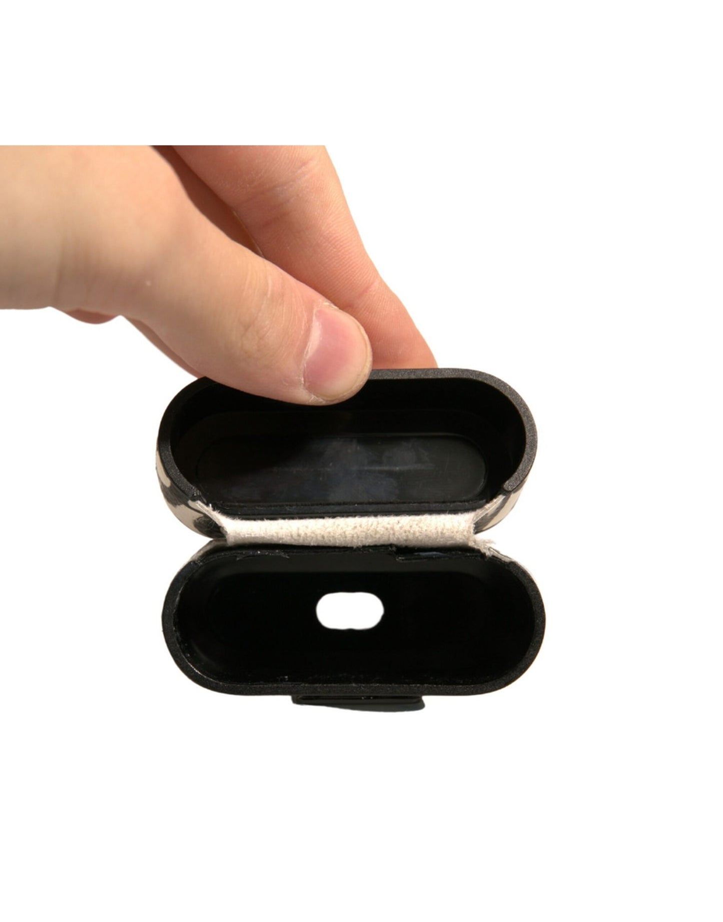 Dolce &amp; Gabbana Black White Leather Scribble Embossed Logo Airpods Case