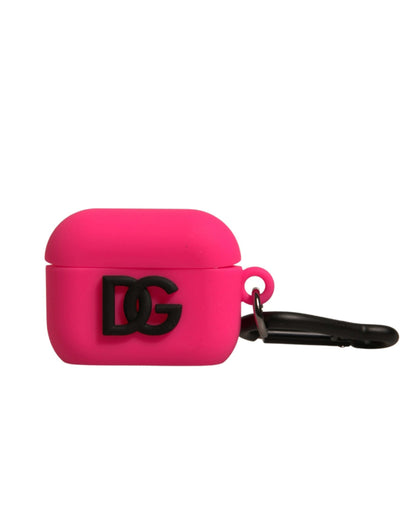 Dolce &amp; Gabbana Pink Silicone Rubber Logo Embossed Airpods Case
