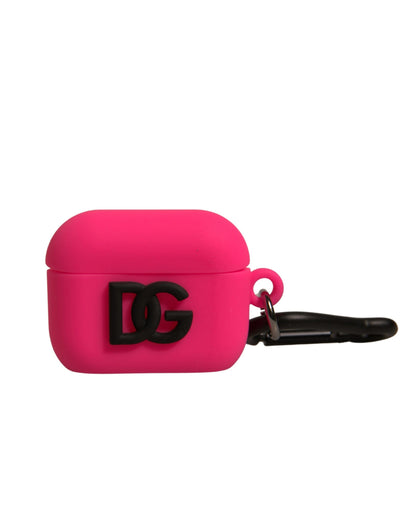 Dolce &amp; Gabbana Pink Silicone Rubber Logo Embossed Airpods Case