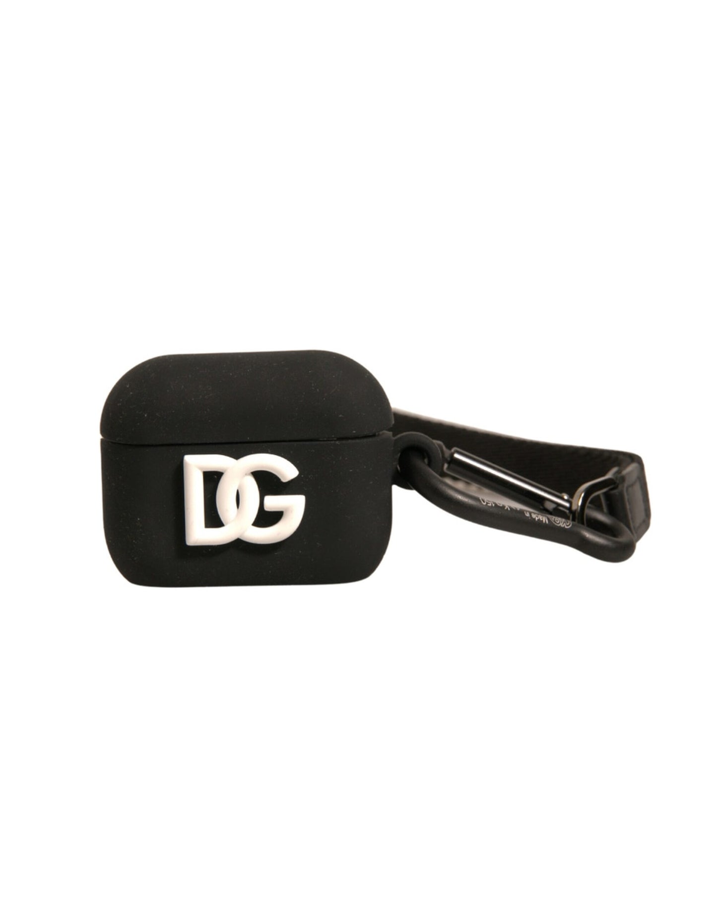 Dolce &amp; Gabbana Black Silicone Rubber Logo Embossed Airpods Case