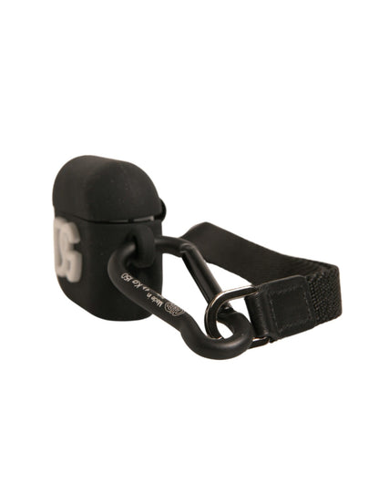 Dolce &amp; Gabbana Black Silicone Rubber Logo Embossed Airpods Case