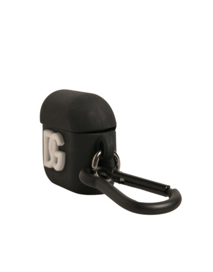 Étui pour Airpods Dolce &amp; Gabbana en caoutchouc de silicone noir avec logo en relief