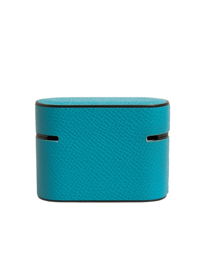 Dolce &amp; Gabbana Green Leather Metal Logo Plaque Holder Airpods Case