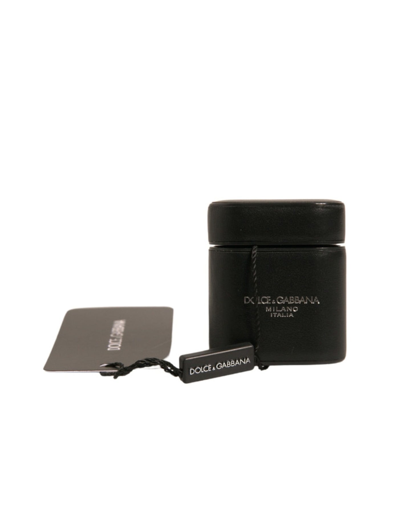Dolce &amp; Gabbana Black PVC Logo Print Flip Holder Airpods Case
