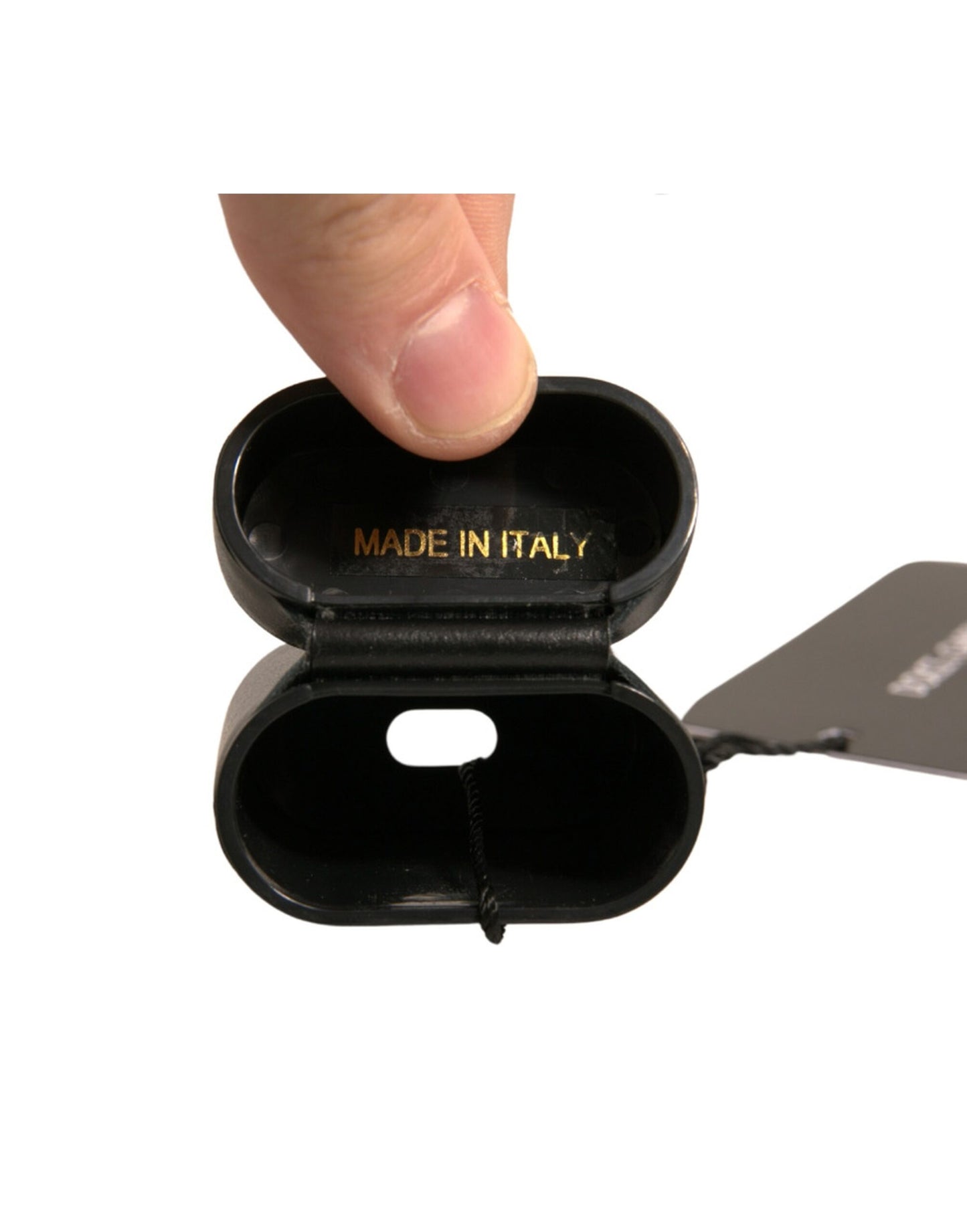 Dolce &amp; Gabbana Black PVC Logo Print Flip Holder Airpods Case