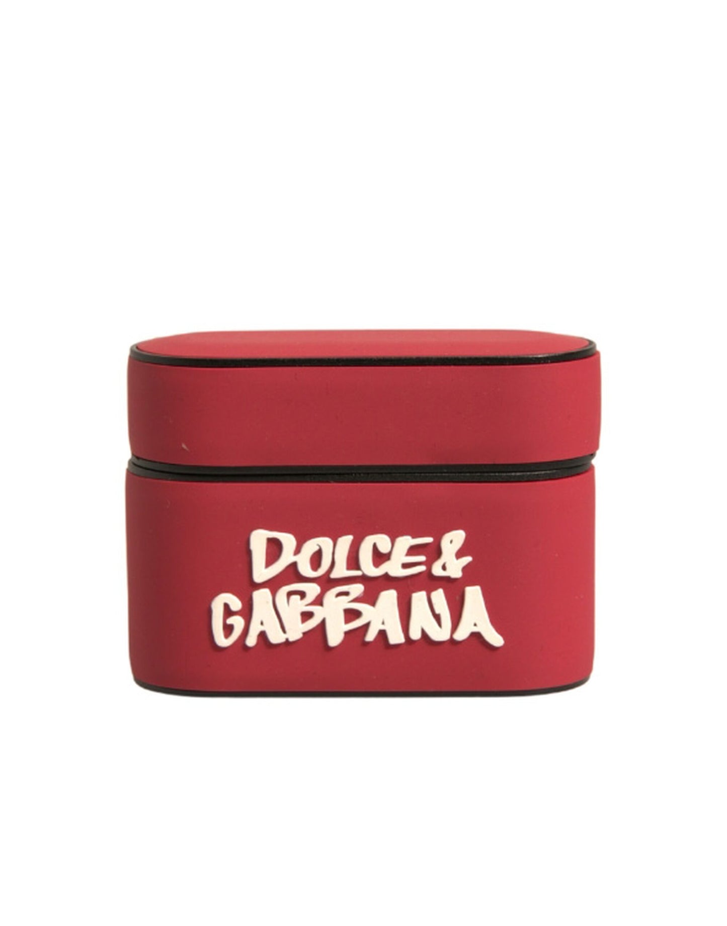 Dolce &amp; Gabbana Red PVC Embossed Logo Plaque Holder Airpods Case