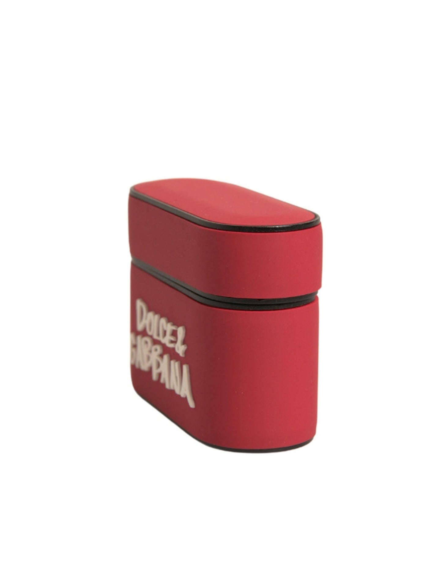 Dolce &amp; Gabbana Red PVC Embossed Logo Plaque Holder Airpods Case