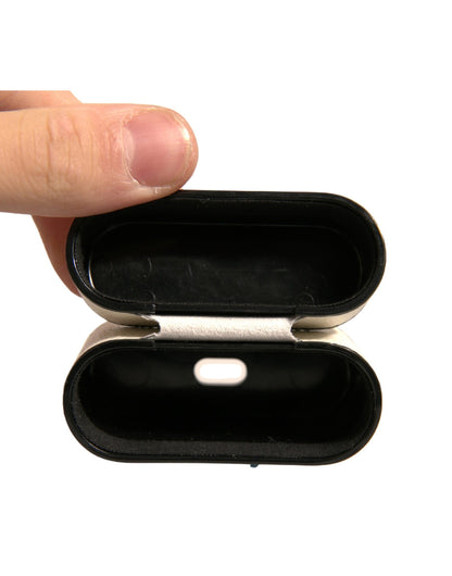 Étui pour Airpods Dolce &amp; Gabbana en cuir blanc avec logo en métal