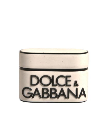 Dolce &amp; Gabbana White PVC Embossed Logo Plaque Holder Airpods Case