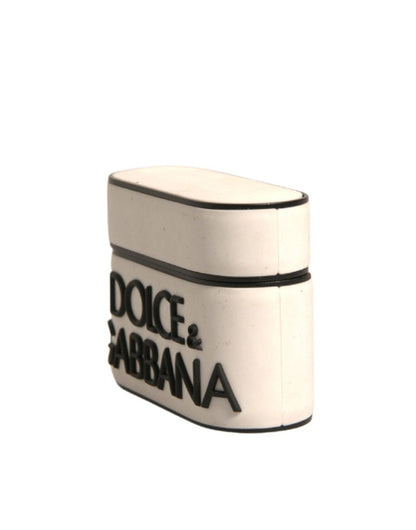 Dolce &amp; Gabbana White PVC Embossed Logo Plaque Holder Airpods Case