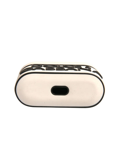 Dolce &amp; Gabbana White PVC Embossed Logo Plaque Holder Airpods Case