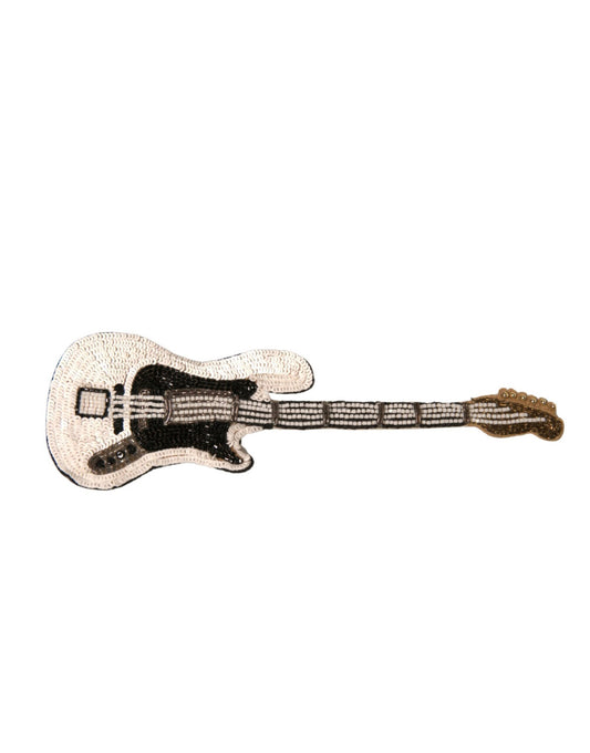 Dolce &amp; Gabbana Gold Brass Beaded Guitar Pin Brooch