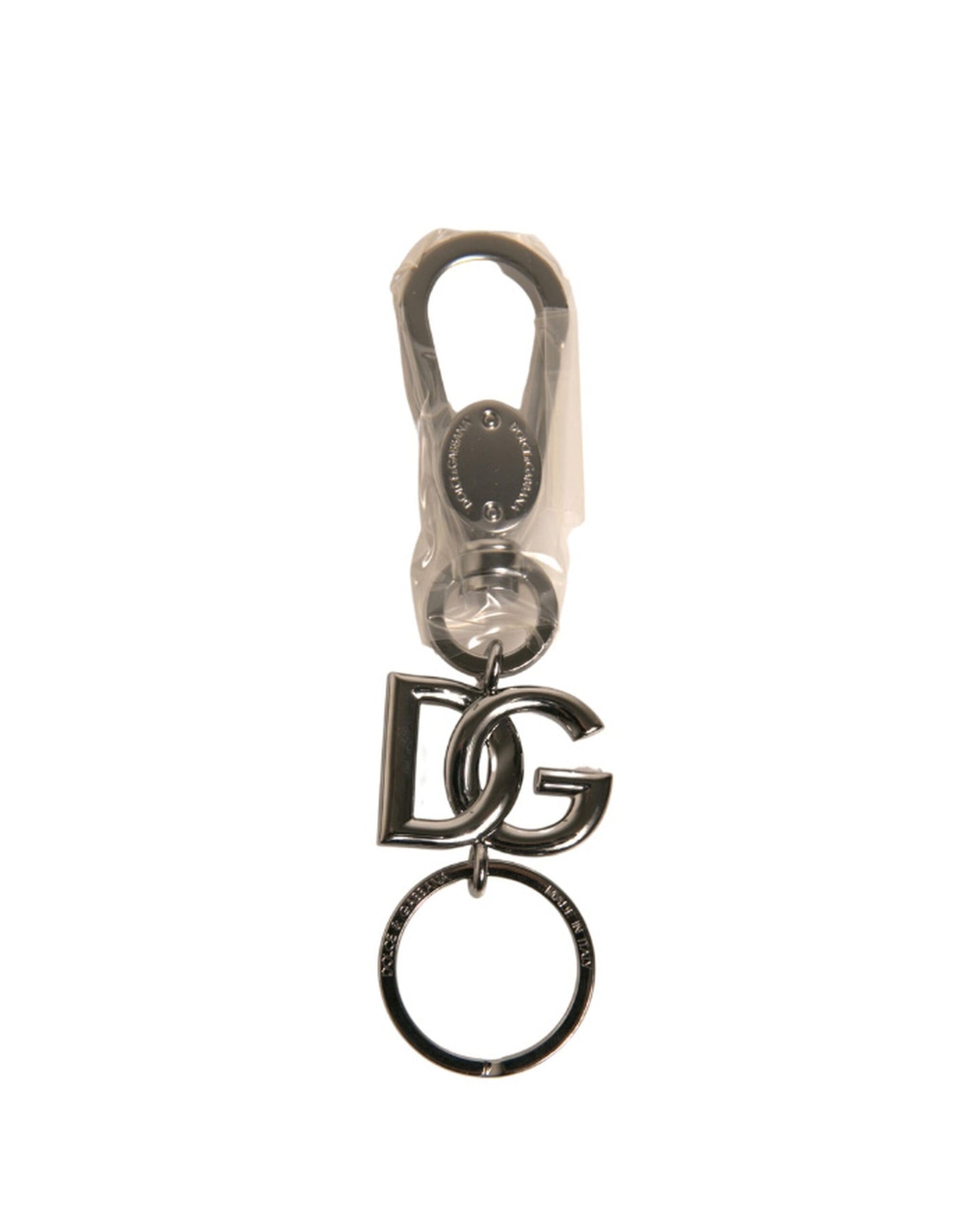 Porte-clés Dolce &amp; Gabbana en laiton argenté avec logo DG