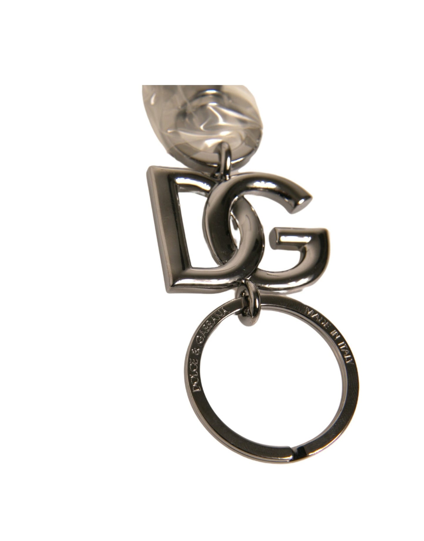 Porte-clés Dolce &amp; Gabbana en laiton argenté avec logo DG