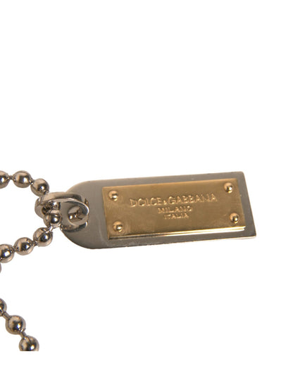 Porte-clés Dolce &amp; Gabbana en laiton argenté avec logo et perles