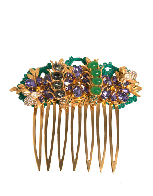 Peigne à cheveux Dolce &amp; Gabbana en laiton doré et cristaux