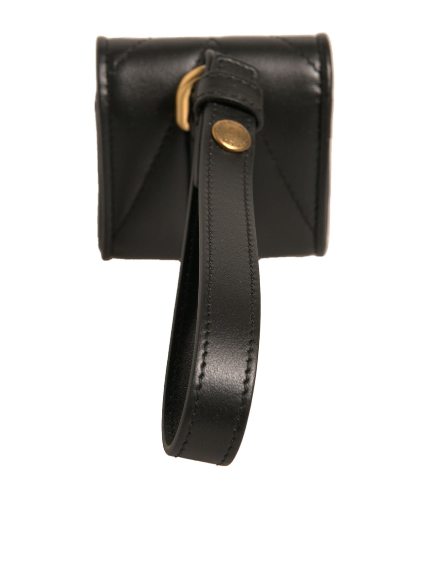Étui pour Airpods Dolce &amp; Gabbana en cuir noir avec sangle en forme de cœur